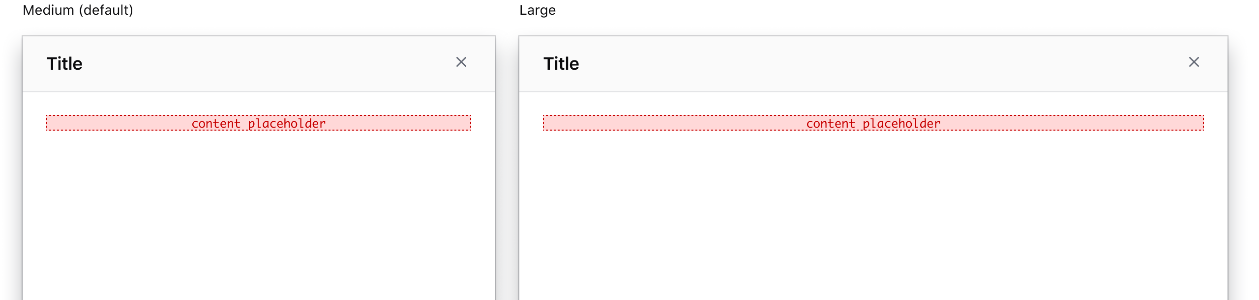 A medium (480px wide) and large (720px wide) Flyout side by side.